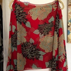 Forever 21 Scarf Flowy Floral Long Sleeve Blouse